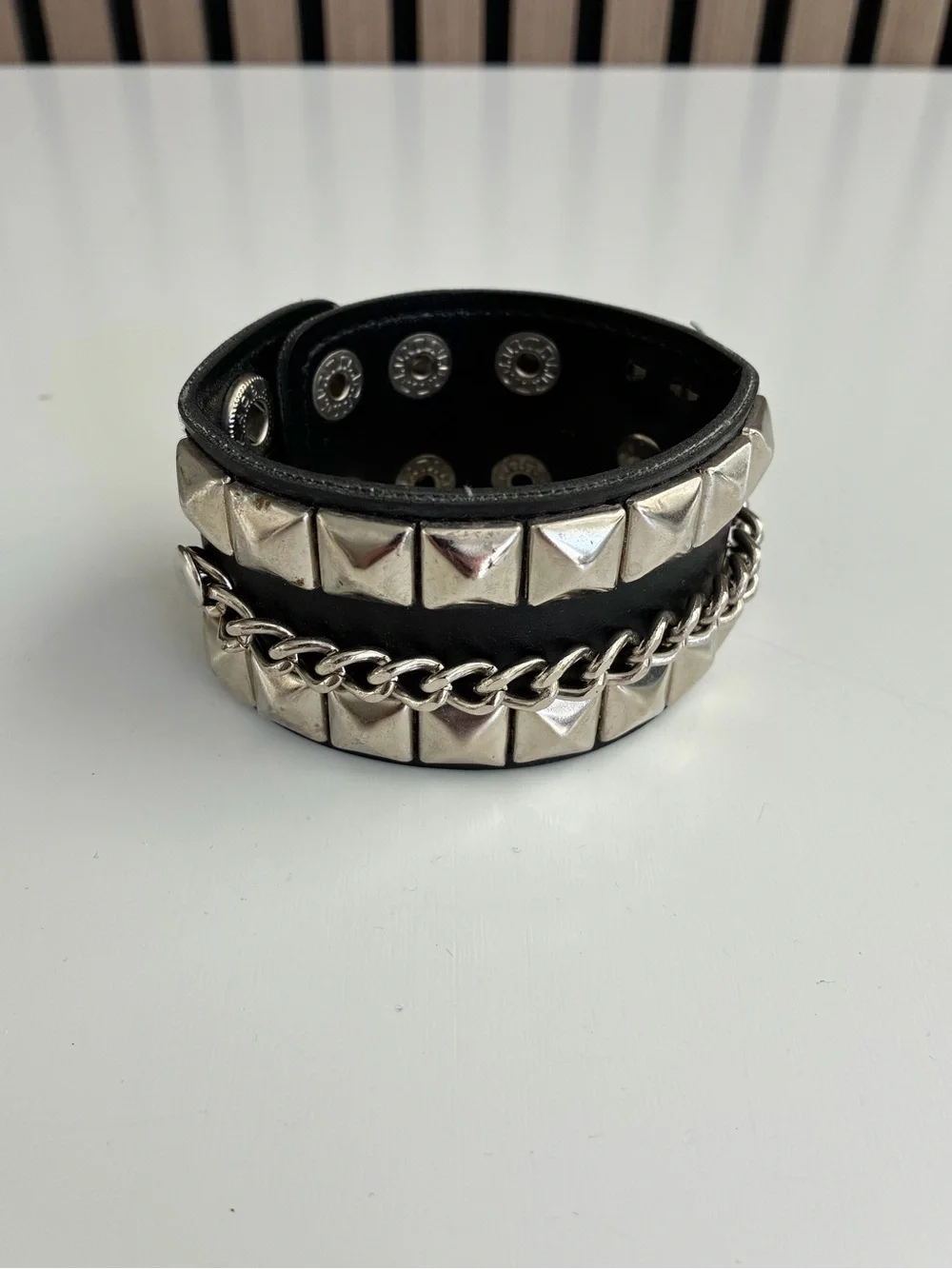 VTG 2001 MTV Punk Rock Studded Faux Leather Cuff